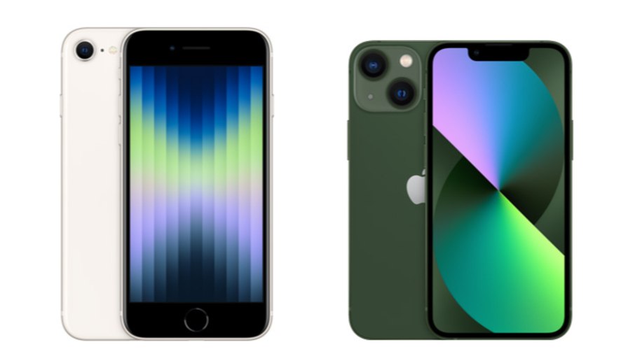 Comparação entre tamanho e tela do iPhone SE e do iPhone 13 Mini