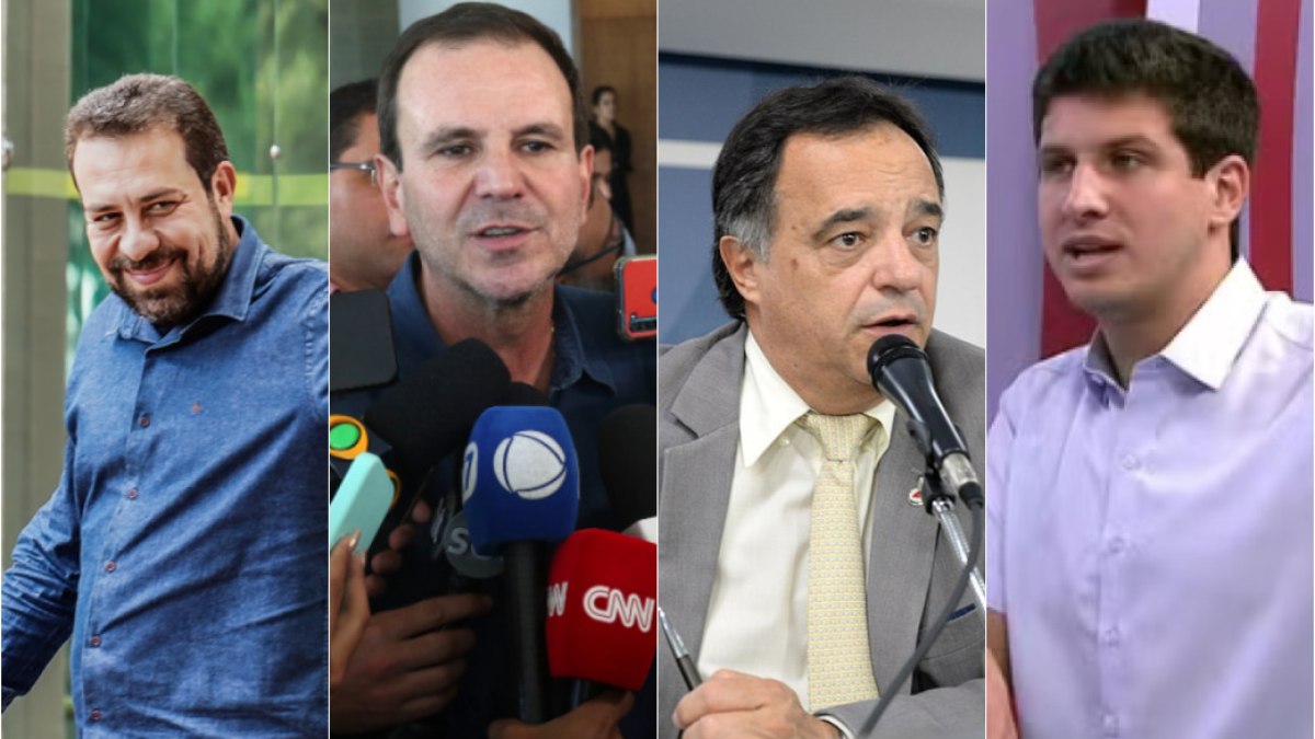 Candidatos aparecem à frente nas capitais, segundo Datafolha: Guilherme Boulos (PSOL) tem 23%%3B Eduardo Paes (PSB) tem 59%%3B Mauro Tramonte (Republicanos) encabeça com 29%%3B e João Campos (PSB) aparece com 74%