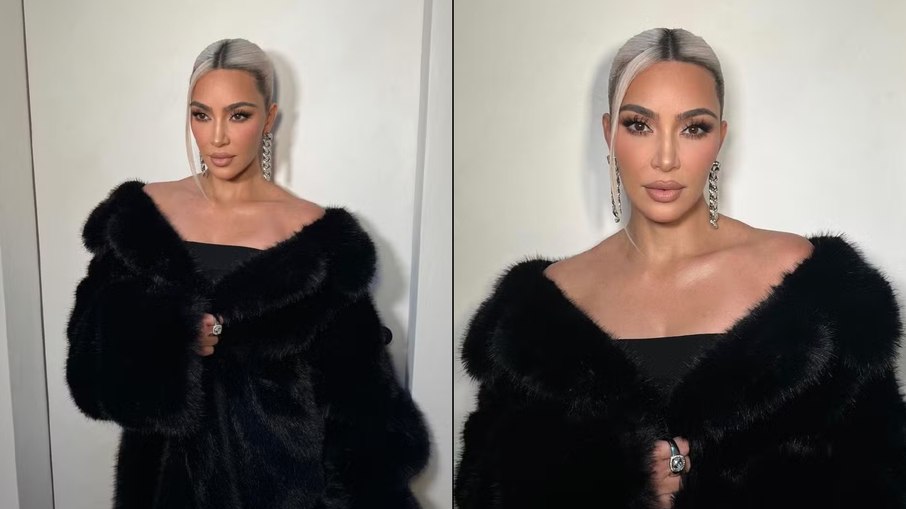 Kim Kardashian mostrando o seu novo visual para o MET Gala 2024