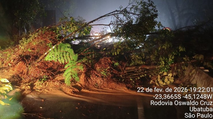 Chuvas e queda de barreira interditam rodovias do litoral de SP
