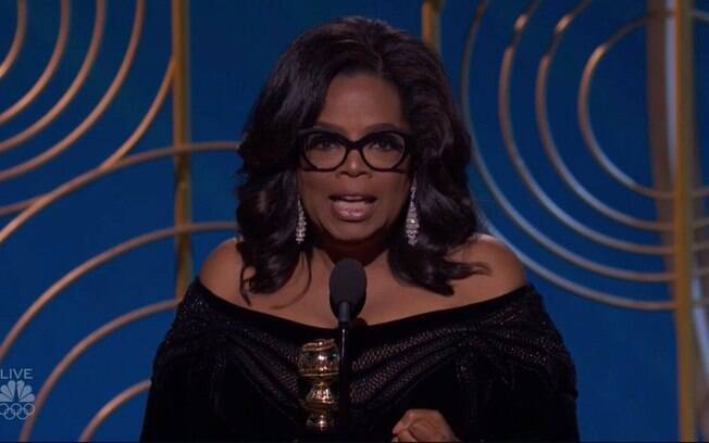 Oprah durante seu discurso no Globo de Ouro