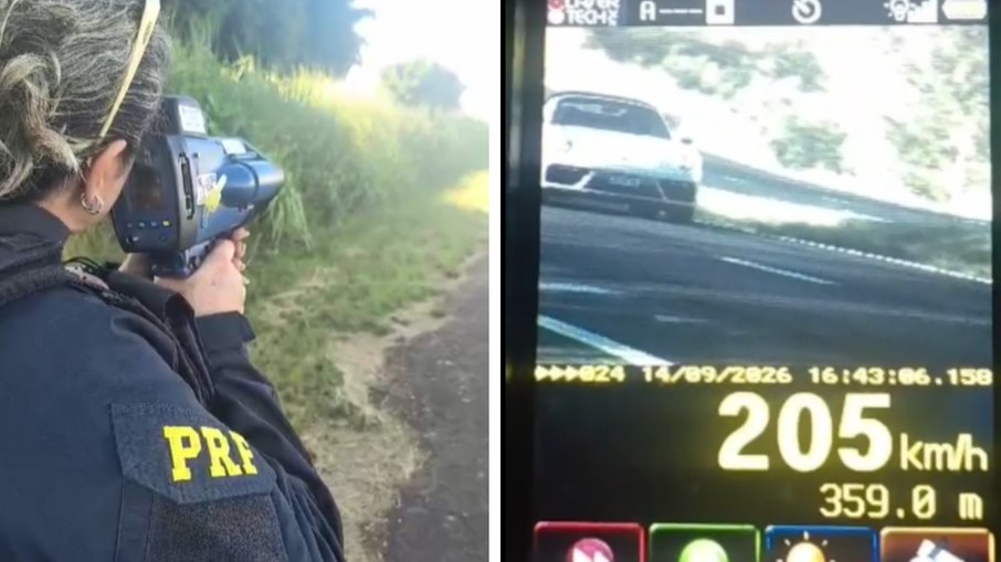 Veículo foi flagrado a 205 km/h na BR-153, em Morrinhos, onde o limite é de 110 km/h Veículo foi flagrado a 205 km/h na BR-153, em Morrinhos, onde o limite é de 110 km/h