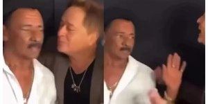 Leonardo beija humorista em entrevista e leva bronca ao vivo