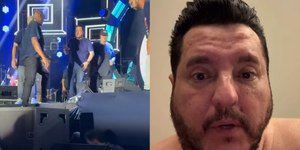 Marrone, da dupla com Bruno, cai do palco em show e machuca testa