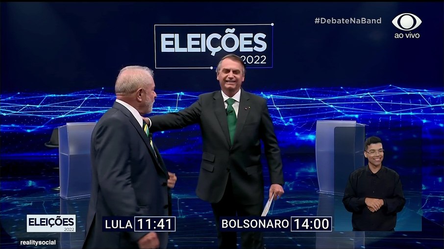 Lula e Bolsonaro no primeiro debate do segundo turno