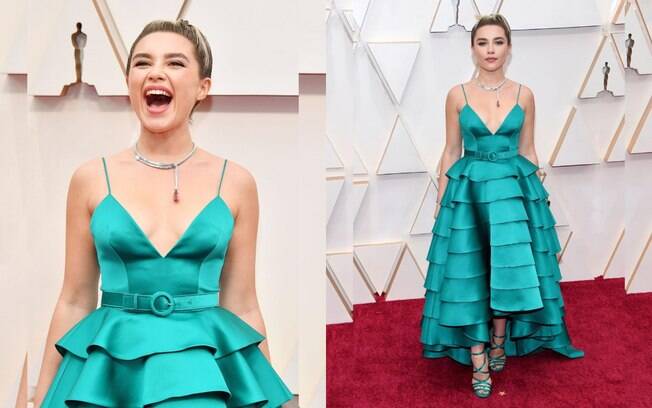 Florence Pugh, indicada ao Oscar 2020, usou um Louis Vuitton no tapete vermelho