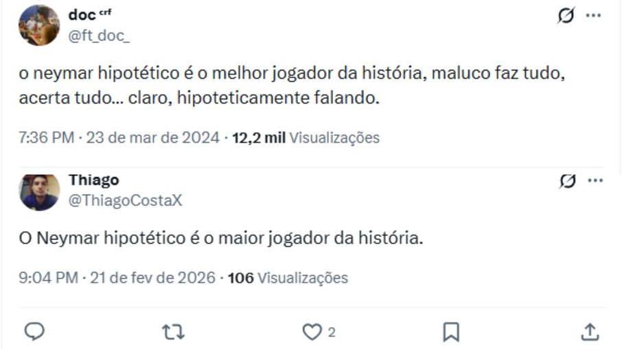 Perfis comentando sobre o imaginário com Neymar
