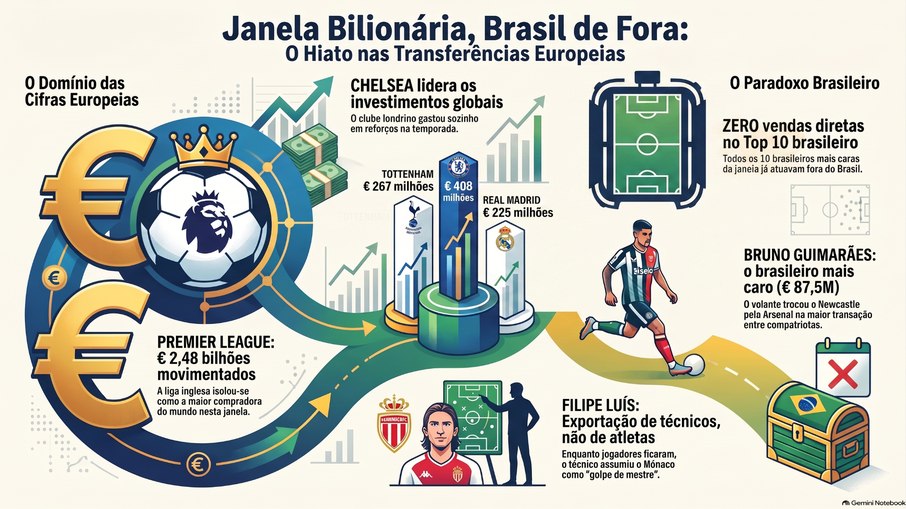 Apesar dos investimentos milionários na janela europeia, os clubes brasileiros não exportaram grandes nomes