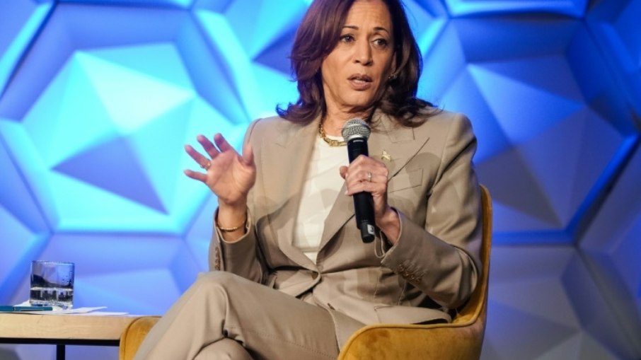 A vice-presidente americana Kamala Harris em Atlanta, Georgia, em 14 de junho de 2024