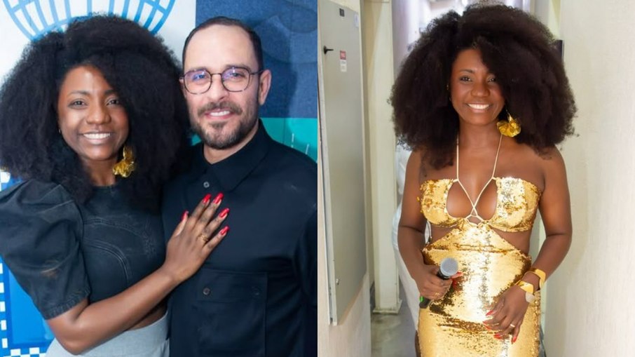 Cantora ao lado de Diogo Nogueira