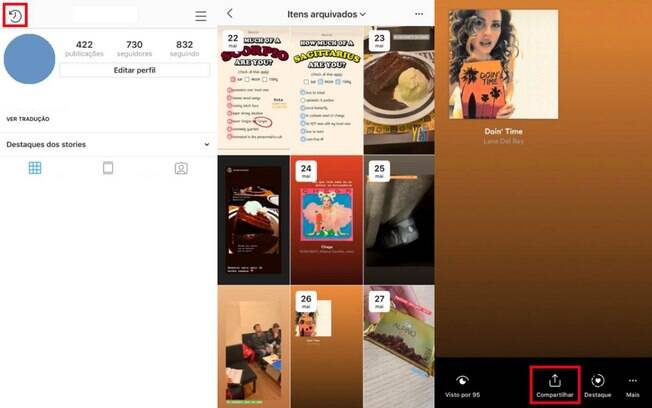 É possível acessar os stories que você já compartilhou em um 'arquivo' do Instagram e repostados no seu perfil