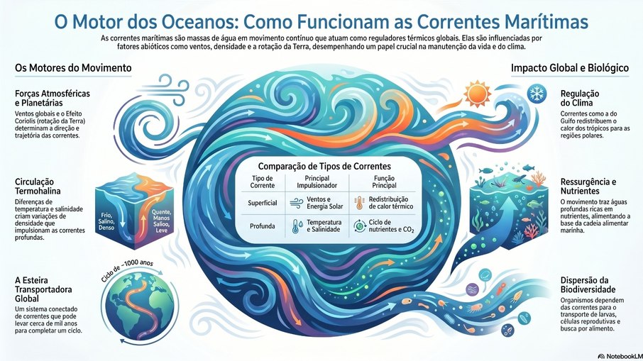 Infográfico: sobre as correntes marítimas e a influência que possui Infográfico: sobre as correntes marítimas e a influência que possui