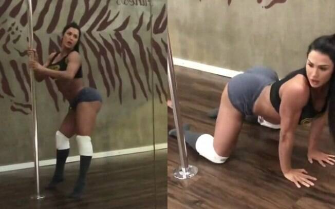 Gracyanne Barbosa postou um vídeo da sua primeira coreografia de pole dance e deixou os seguidores de boca aberta