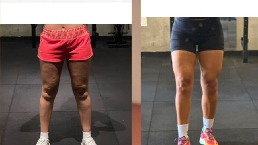 Blogueira mostra evolução em treino de perna