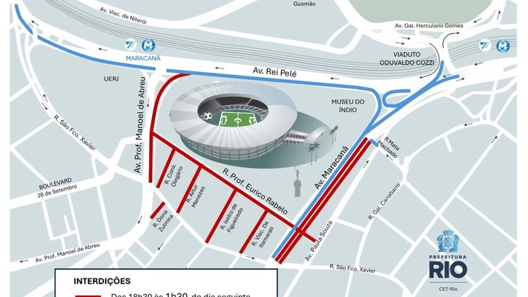 CET-Rio fecha vias e monta operação para Fla-Flu no Maracanã
