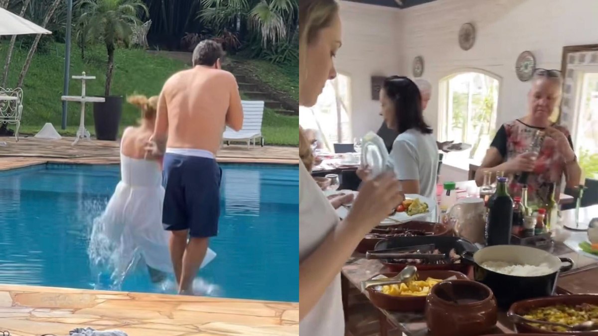 Assumidos, Ana Hickmann e Edu Guedes reúnem família em churrasco