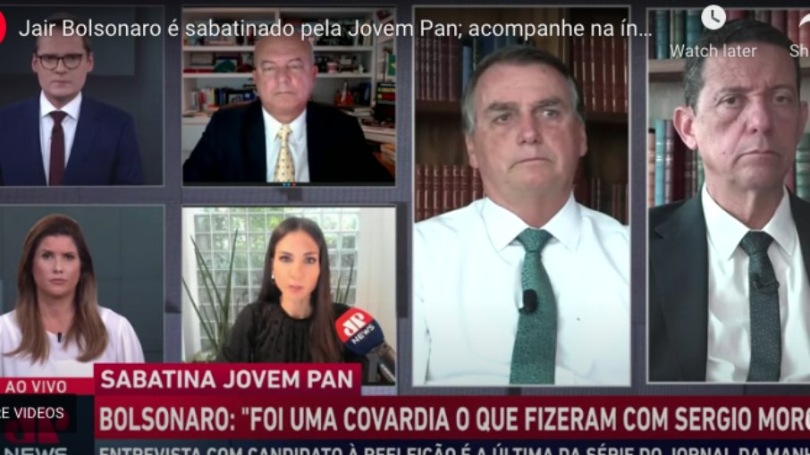 Bolsonaro durante sabatina da Jovem Pan