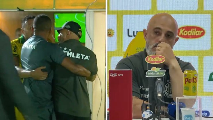 Vídeo: técnico do Mirassol se revolta e é contido por Reinaldo