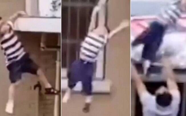 Homem agarra menino que despencou do quinto andar de prédio na China 