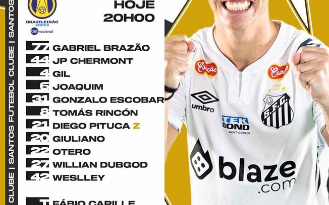 Santos escalado para encarar o Botafogo-SP