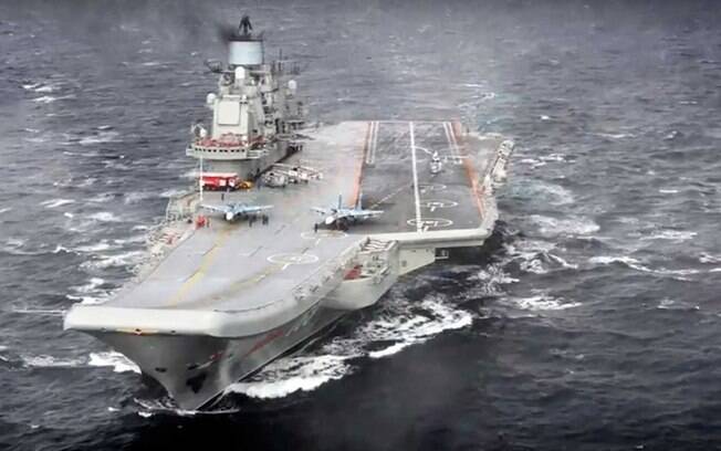 O grupo naval guiará o porta-aviões Kuznetsov do norte da Síria, através do Mediterrâneo, até a base naval de Severomorsk