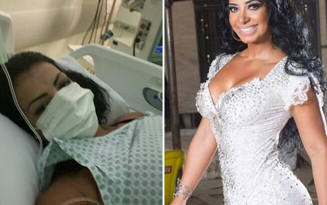 Cinthia Santos no hospital e como rainha de bateria Cinthia Santos no hospital e como rainha de bateria