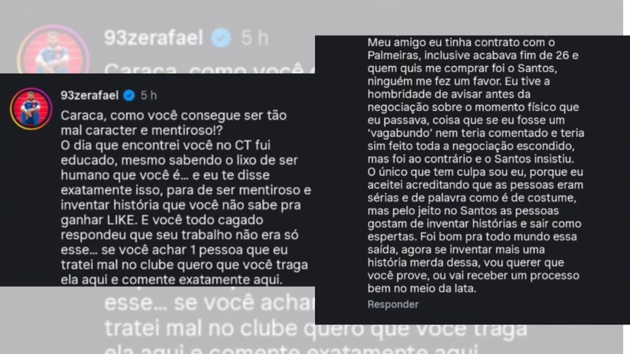 Zé Rafael rebate Lucas Musetti, jornalista que cobre o Santos