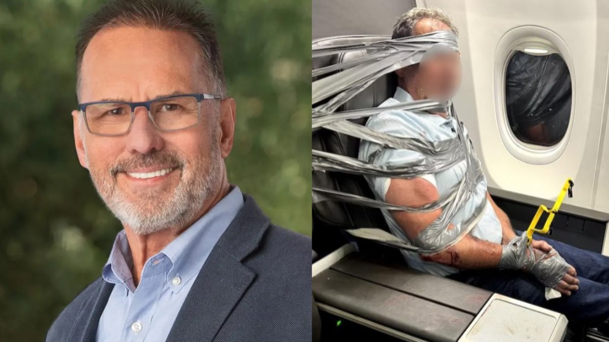 Layne Arthur Lundeen, de 63 anos, foi amarrado com fita adesiva durante voo após proferir insultos racistas Layne Arthur Lundeen, de 63 anos, foi amarrado com fita adesiva durante voo após proferir insultos racistas