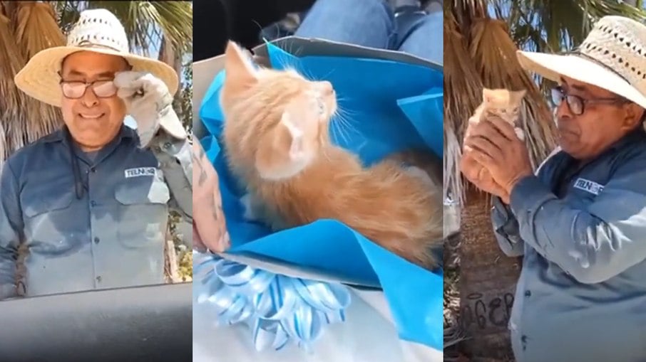 Javier ganhou surpresa do filho, com um novo gatinho semelhante ao que perdeu anos atrás