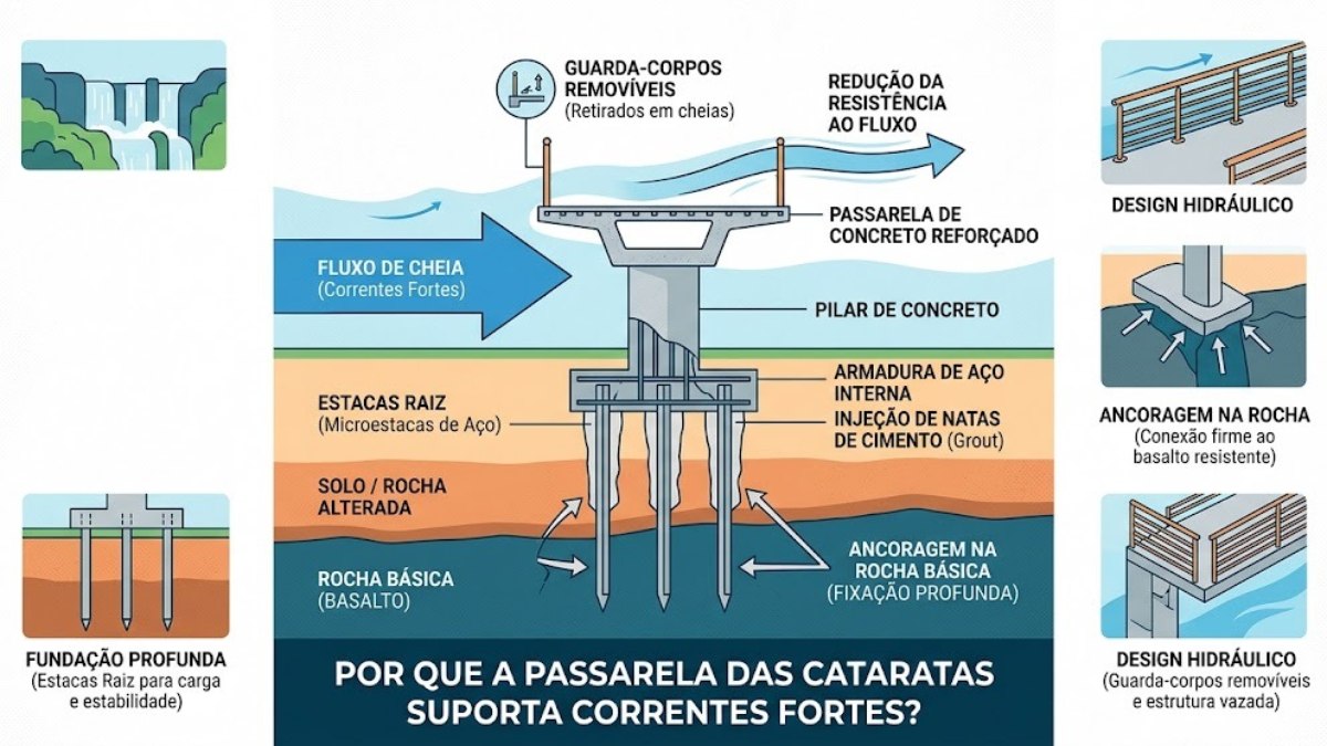 Infográfico explica cadeia de sustentação de passarela nas Cataratas do Iguaçu Infográfico explica cadeia de sustentação de passarela nas Cataratas do Iguaçu
