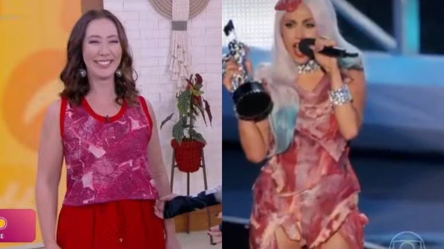 Ju Massaoka usa look inspirado em vestido polêmico de Lady Gaga