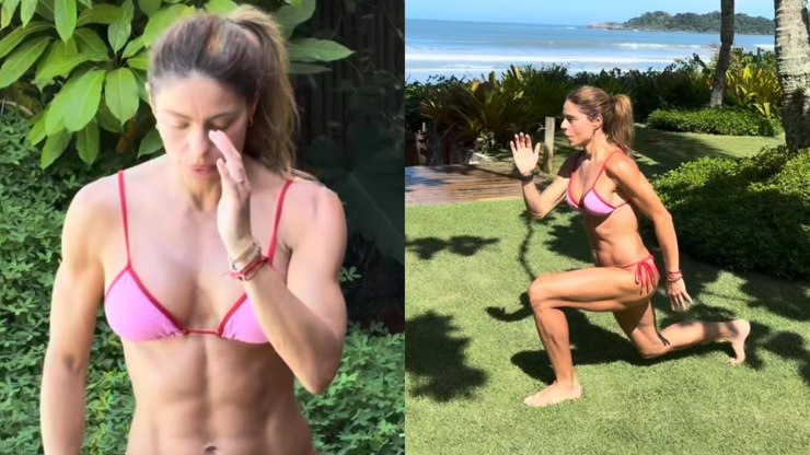 Aos 47, Daniella Cicarelli treina de biquíni: “Disciplina é luxo”
