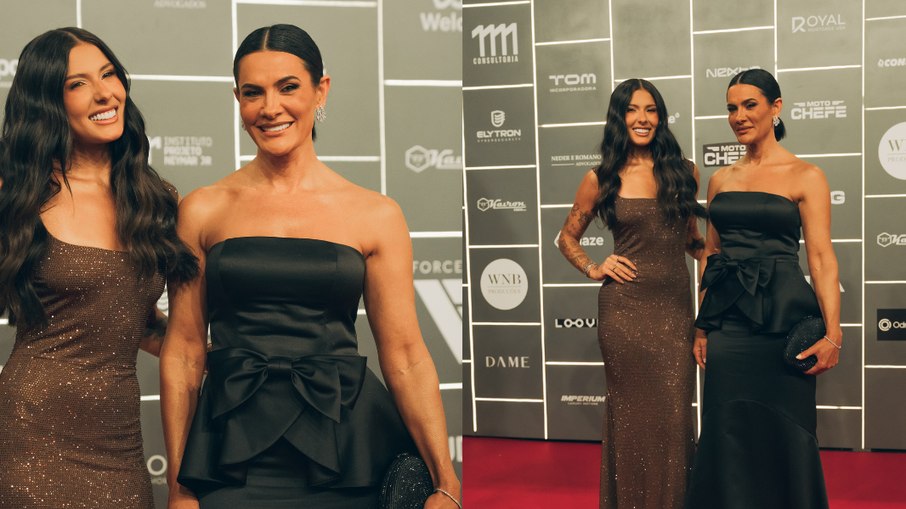 Ana e Michele Castela posam no tapete vermelho do 6º Leilão do Instituto Neymar Jr..