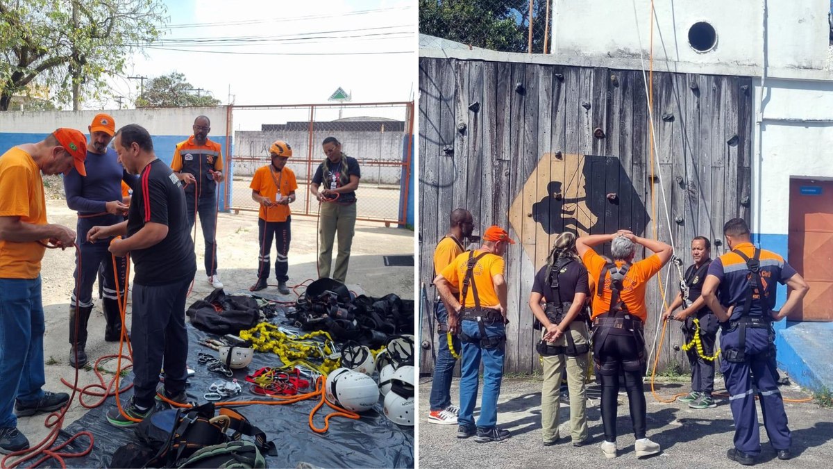 Defesa Civil de Guarulhos treina agentes para trabalhos em altura Defesa Civil de Guarulhos treina agentes para trabalhos em altura