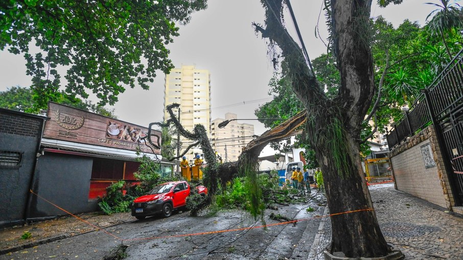 As equipes de Serviços Públicos já estão nas ruas realizando a limpeza e desobstrução das vias