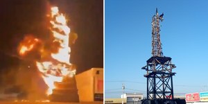 Vídeo mostra incêndio na estátua da Havan em Pernambuco