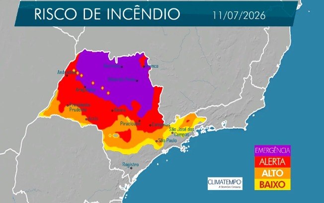 Mapa de risco de incêndio em São Paulo