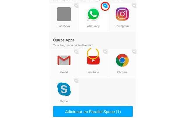 De todas as dicas do Whatsapp, essa é uma das mais requisitadas. Para começar, abra o Parallel Space, desmarque todas as opções e deixe apenas o Whatsapp selecionado. 