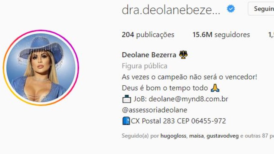 Deolane Bezerra muda bio do Instagram