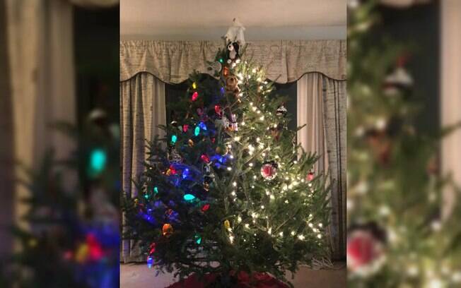 Na internet, um rapaz compartilhou que ele e a esposa possuem ideias diferentes para  a árvore de Natal. Dá para notar!