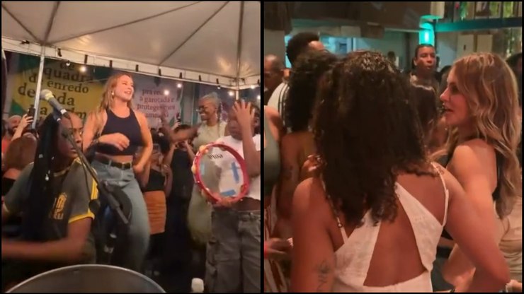 Paolla Oliveira mostra samba no pé em noite animada no Rio