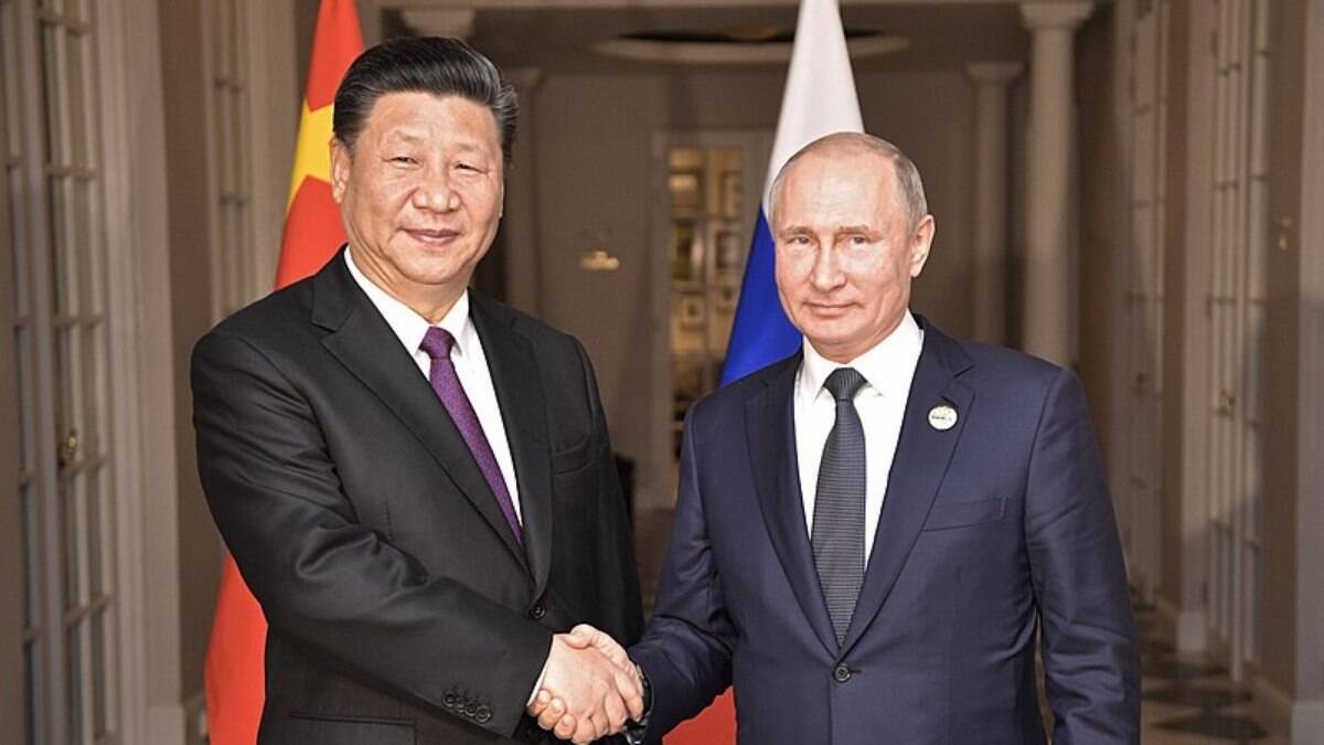 Encontro entre Xi Jinping, presidente da China, e Vladimir Putin, presidente da Rússia 