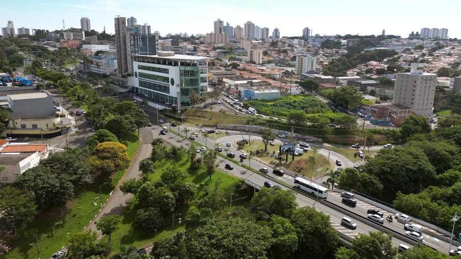 Vista aérea da avenida Prestes Maia