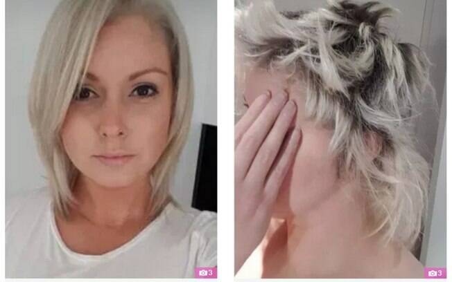 Jessica Bray antes e depois dos procedimentos capilares no salão Saint James Hair Studio, que fica na Austrália