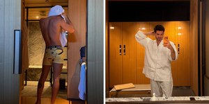 João Guilherme posa sem camisa no Japão e usa cueca do Pikachu