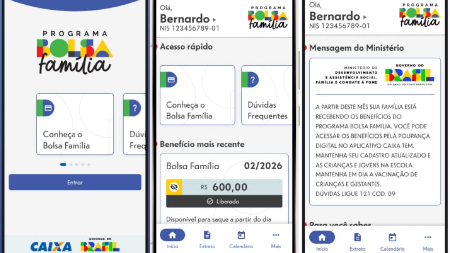 Novo layout do aplicativo do Bolsa Família