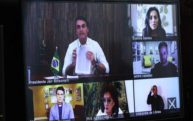 Jair Bolsonaro participa de videoconferência com lideranças religiosas a maioria evangélica, em comemoração da Páscoa, no dia 12 de abril