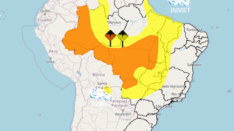 Mapa de alerta do Inmet