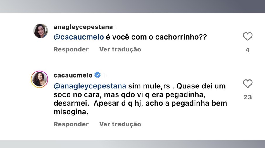 Print do comentário de Cacau Melo no post de W. Amorim