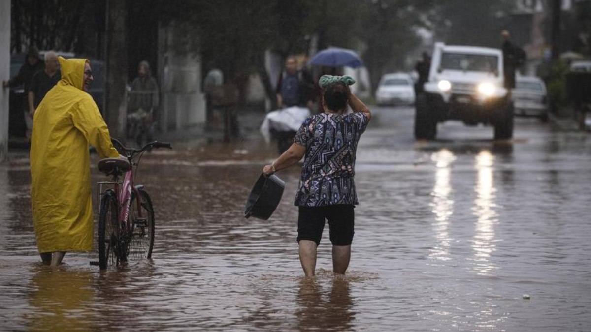 Bairro de Porto Alegre inundado, nos temporais de julho 